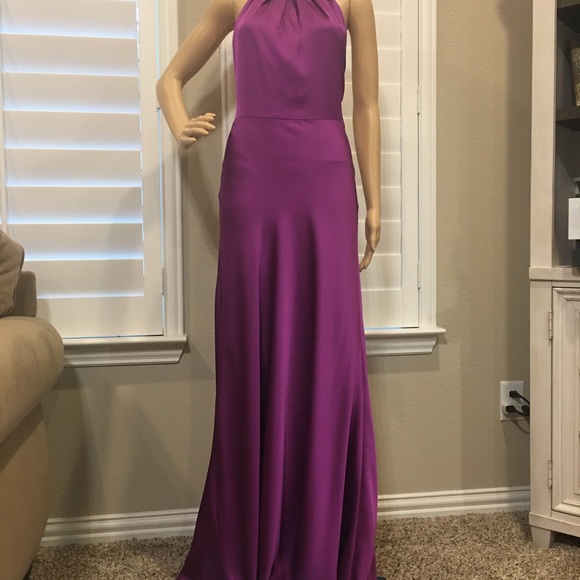 “MARCIANO” PURPLE SATIN DRESS WITH ATTACHED GOLD CHOKER NECKLACE – SZ 4 - Picture 8 of 13